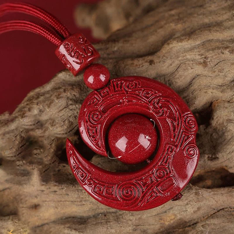 One's Luck Improves Design Patern Natural Cinnabar Concentration Necklace Pendant