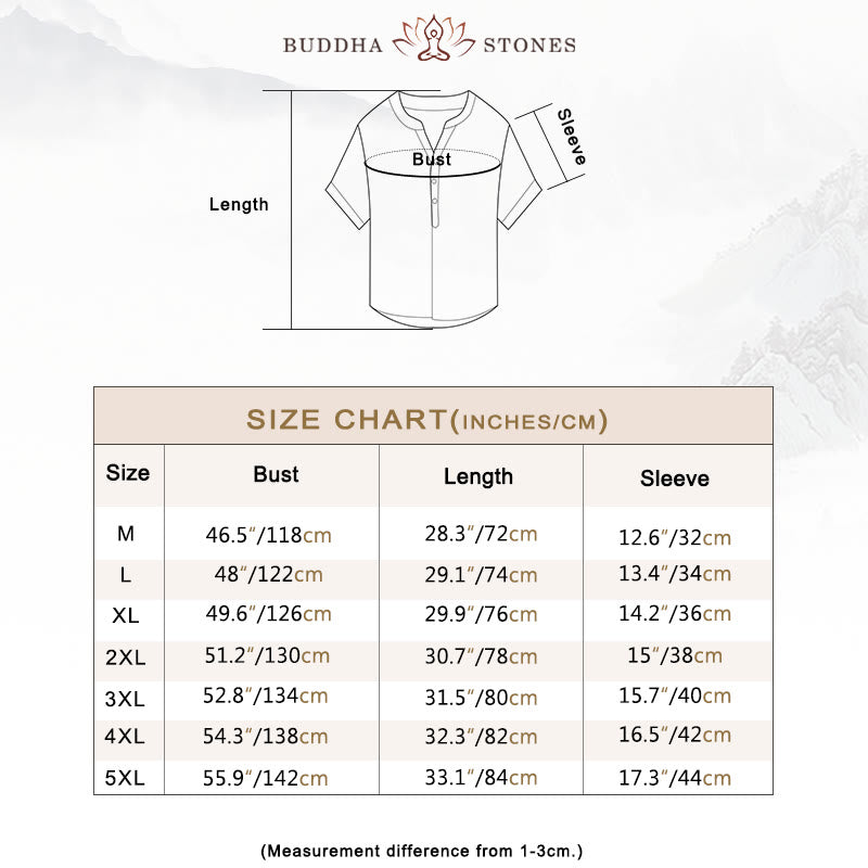 Solid Color Short Sleeve Half Button Shirt Linen Men Clothing