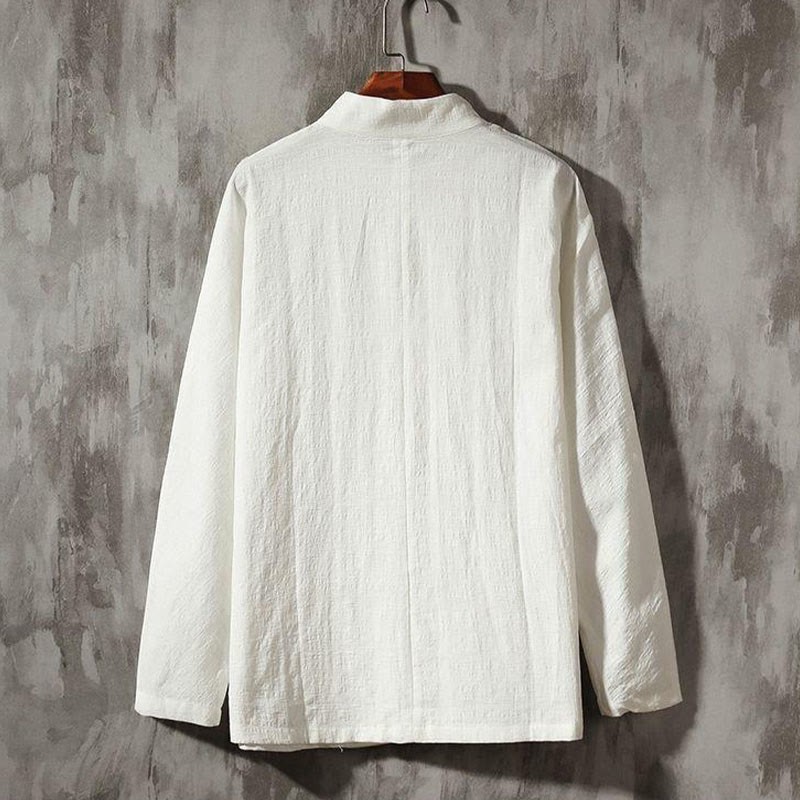 Stand Collar Tang Suit Casual Cotton Linen Shirt