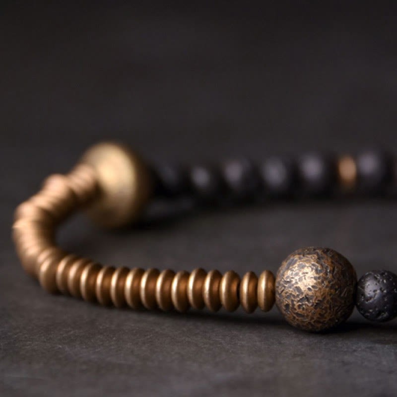 Support Healing Lava Rock Beads Copper Bracelet
