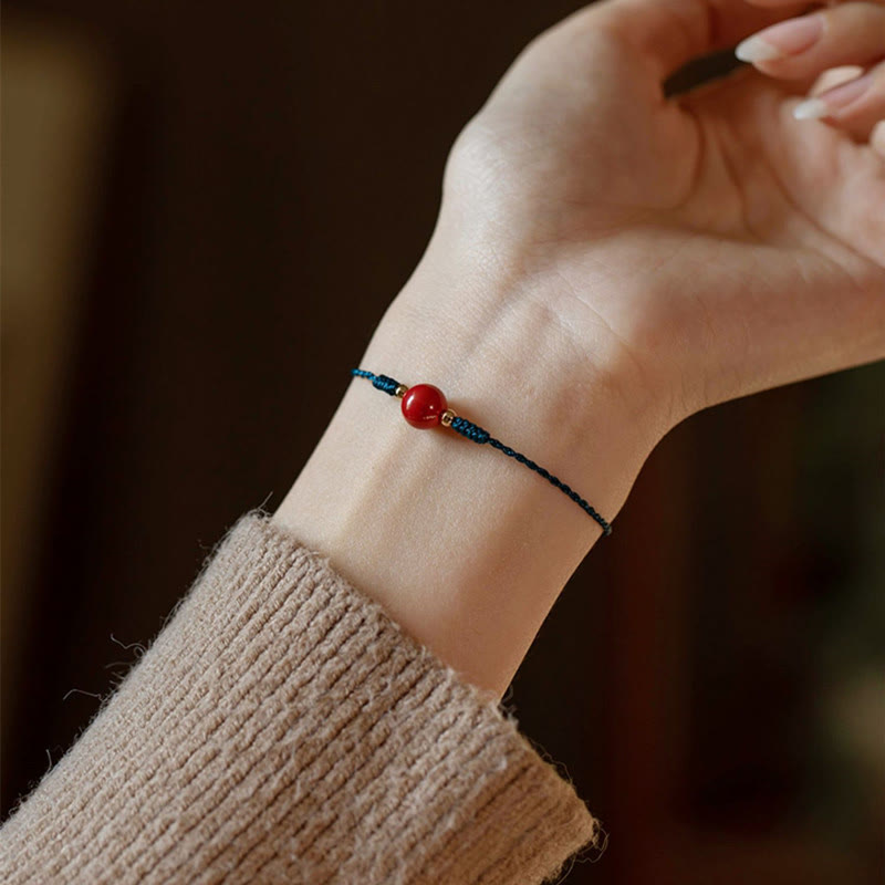 Handmade String Cinnabar Buckle Blessing Bracelet