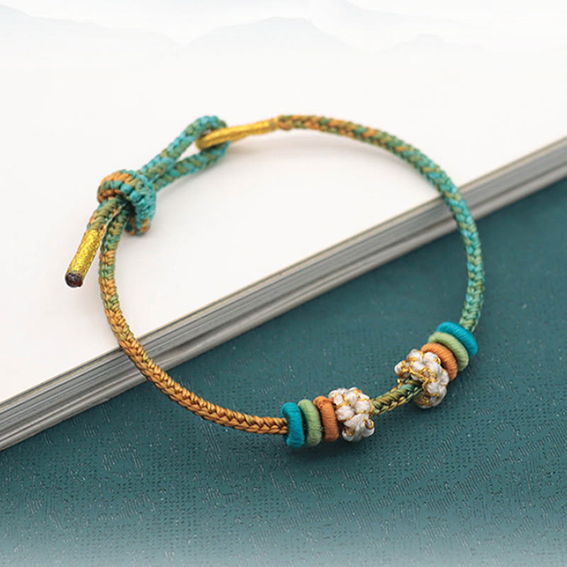 Handmade Eight Thread Peace Knot Peach Blossom Knot Luck Rope Braided Bracelet