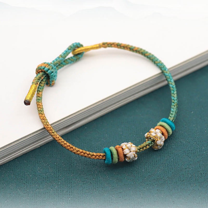 Handmade Eight Thread Peace Knot Peach Blossom Knot Luck Rope Braided Bracelet