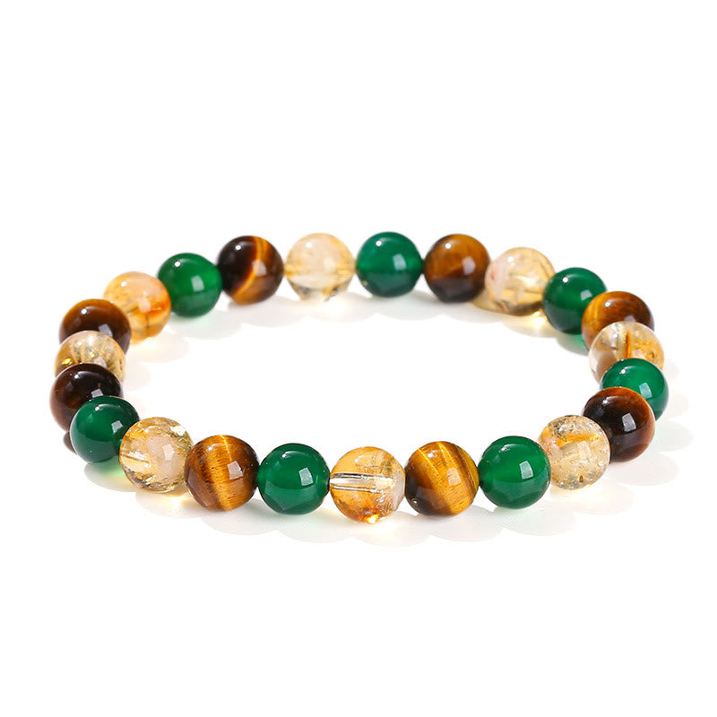 Natural Tiger Eye Green Agate Citrine Mix And Match Beads Protection Bracelet