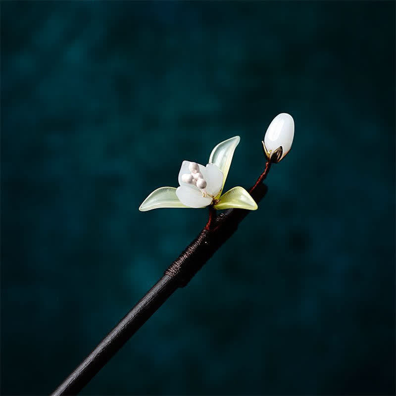 Pearl Flower Leaf Butterfly Happiness Hairpin