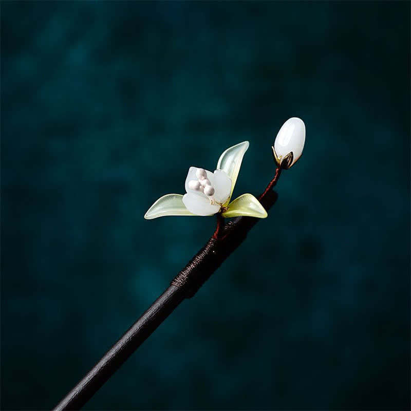 Pearl Flower Leaf Butterfly Happiness Hairpin