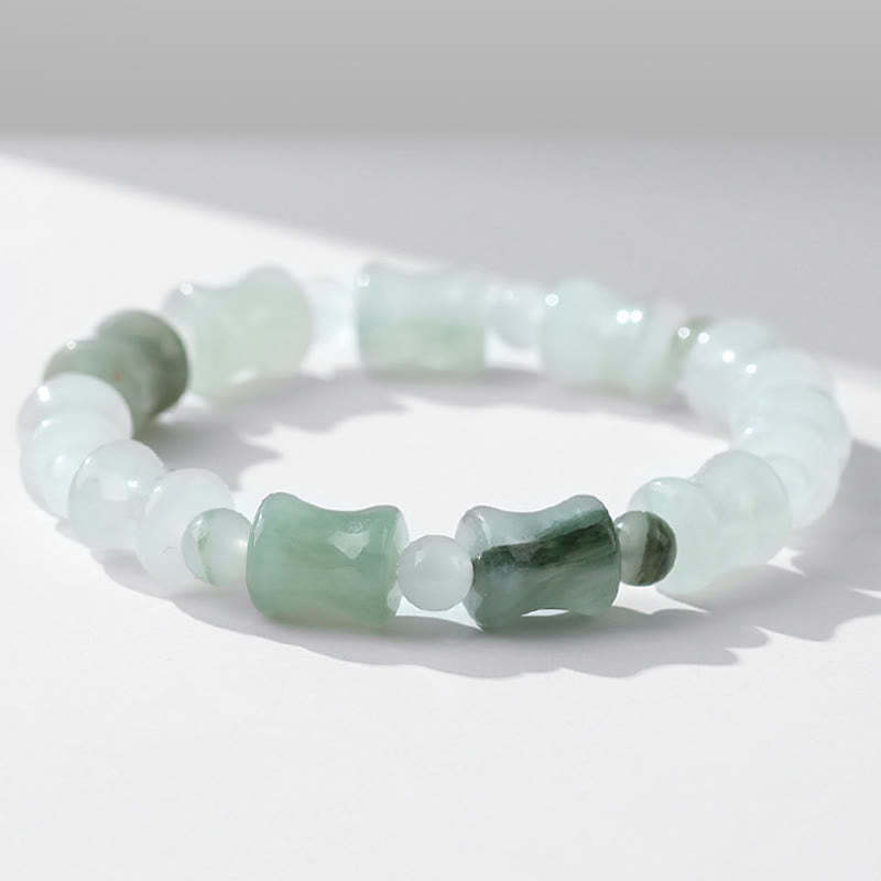 Jade Coconut Shell Bamboo Pattern Abundance Luck Bracelet