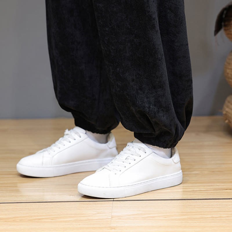 Fall Winter Men's Drawstring Chenille Harem Pants With Pockets