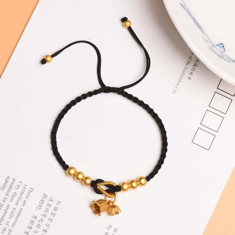 Handcrafted Lily Of The Valley Flower Charm Design Luck Protection Braided Bracelet
