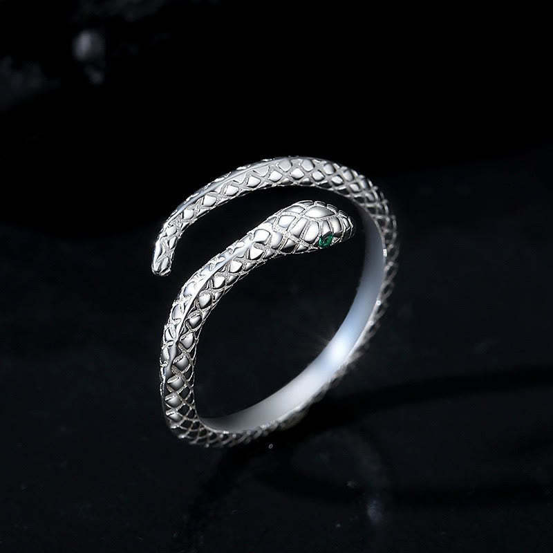 999 Sterling Silver Adjustable Snake-shaped Wrap Open Year Of The Snake Blessing Calm Ring
