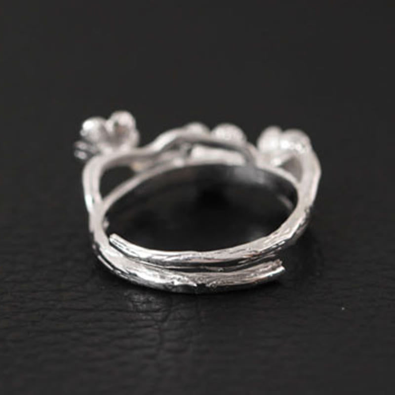 925 Sterling Silver Plum Bossom Calm Ring