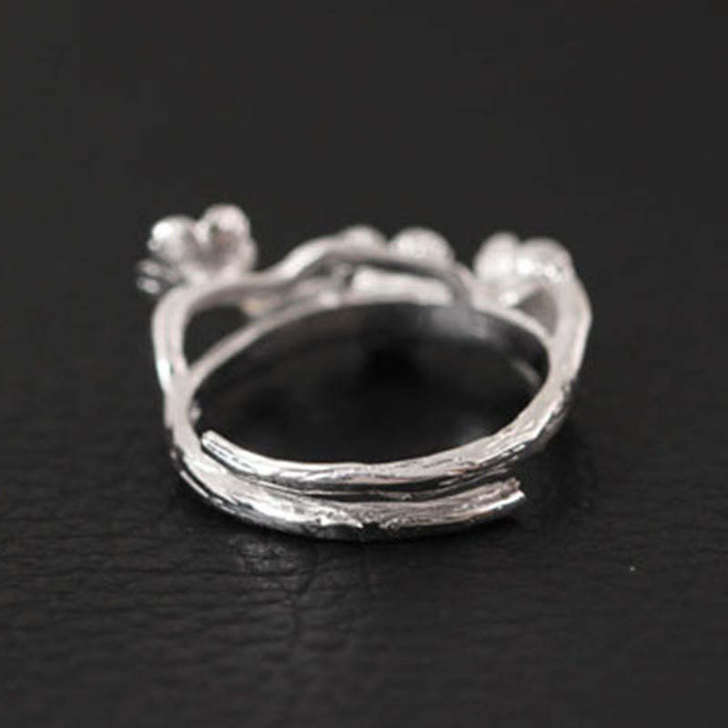925 Sterling Silver Plum Bossom Calm Ring