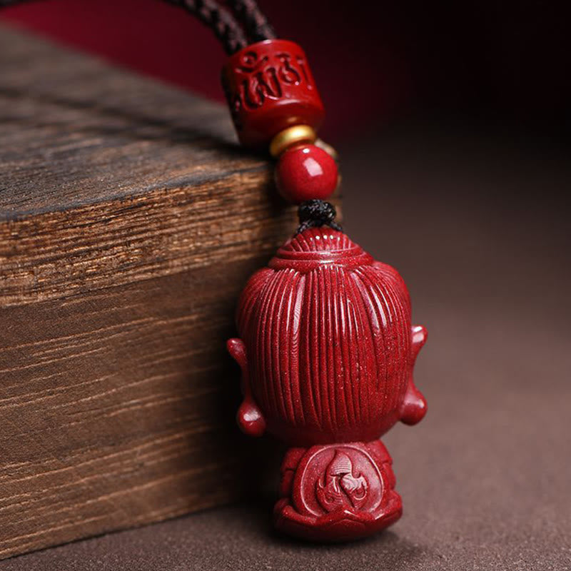 Chinese Zodiac Natal mystic zen Natural Cinnabar Amulet Keep Away Evil Spirits Necklace Pendant