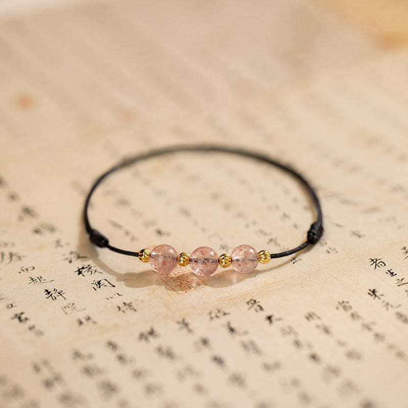 Strawberry Crystal Beads Luck Red String Anklet