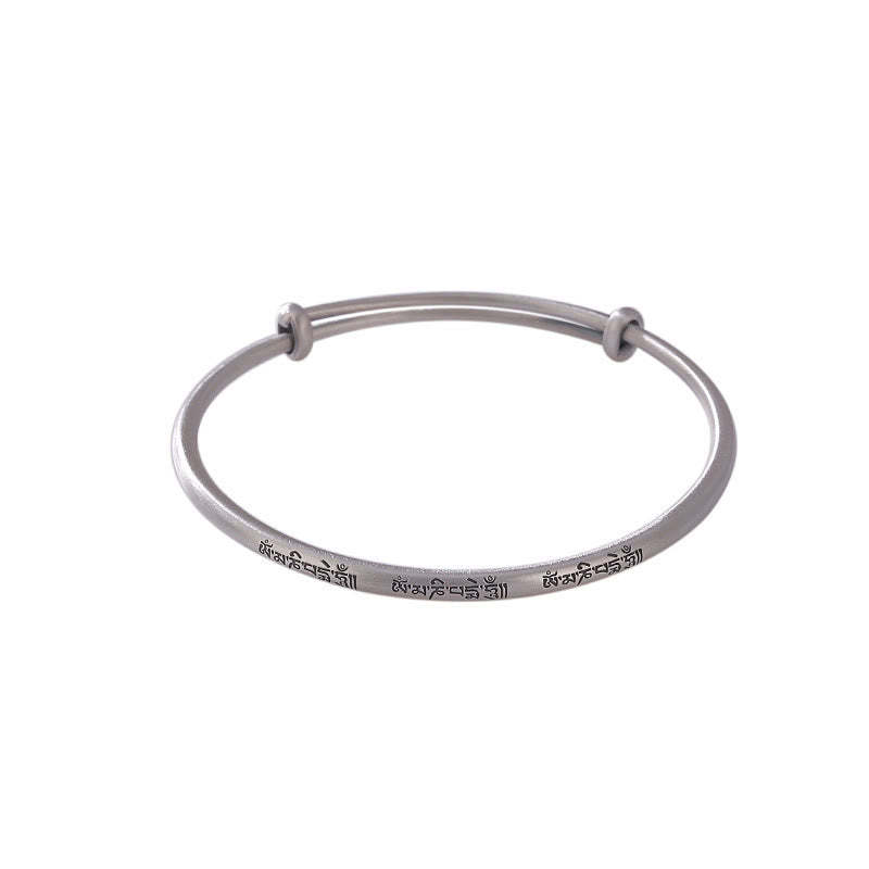 Tibetan 999 Sterling Silver Om Mani Padme Hum Love Bracelet Bangle