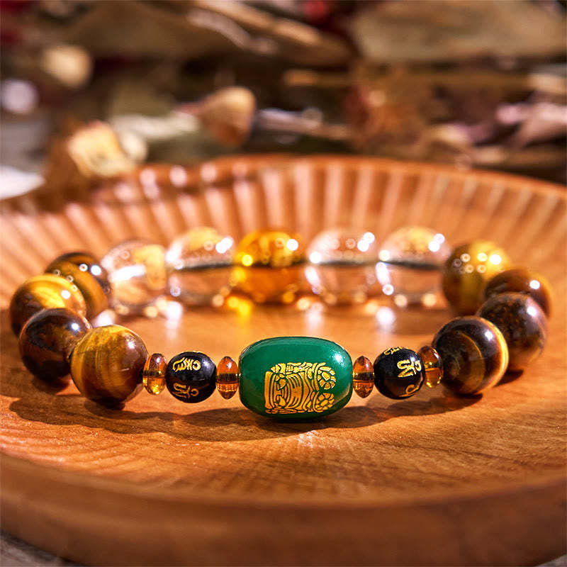 Chinese Zodiac Tiger Eye White Crystal Courage Bracelet