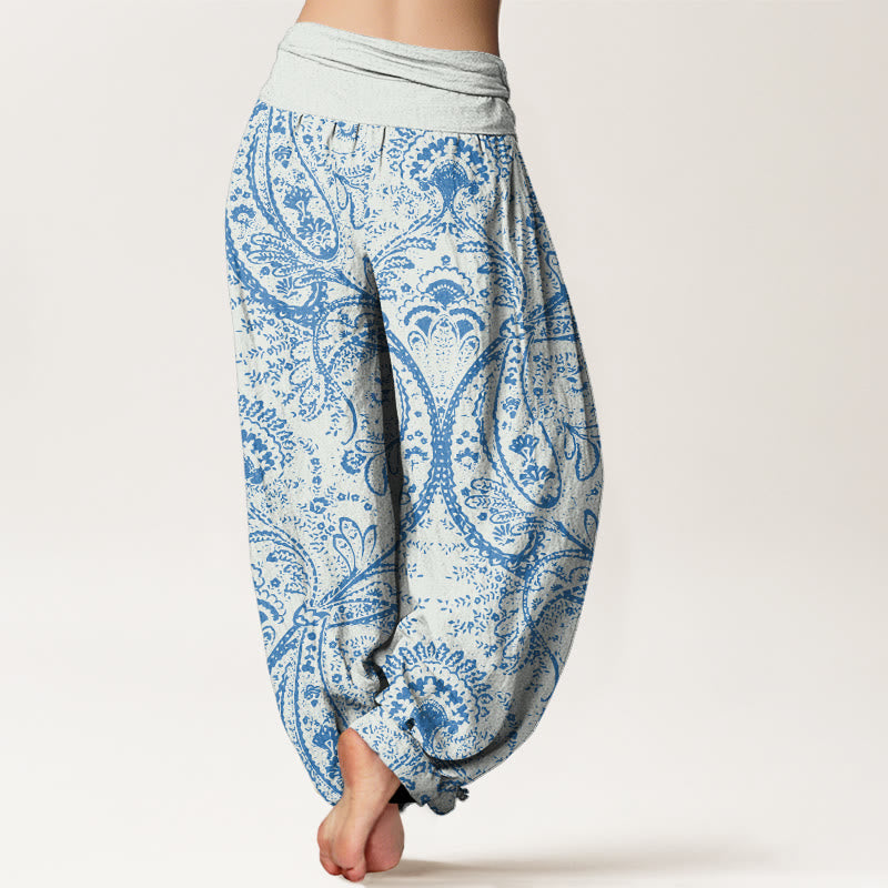 Flowers Paisley Patterns Women's Elastic Waist Harem Pants