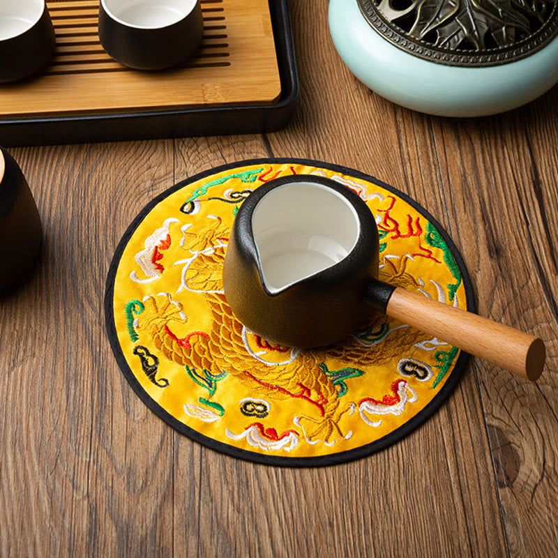 Dragon Embroidery Cup Mat Pad Tea Cup Coaster Kung Fu Tea Mat