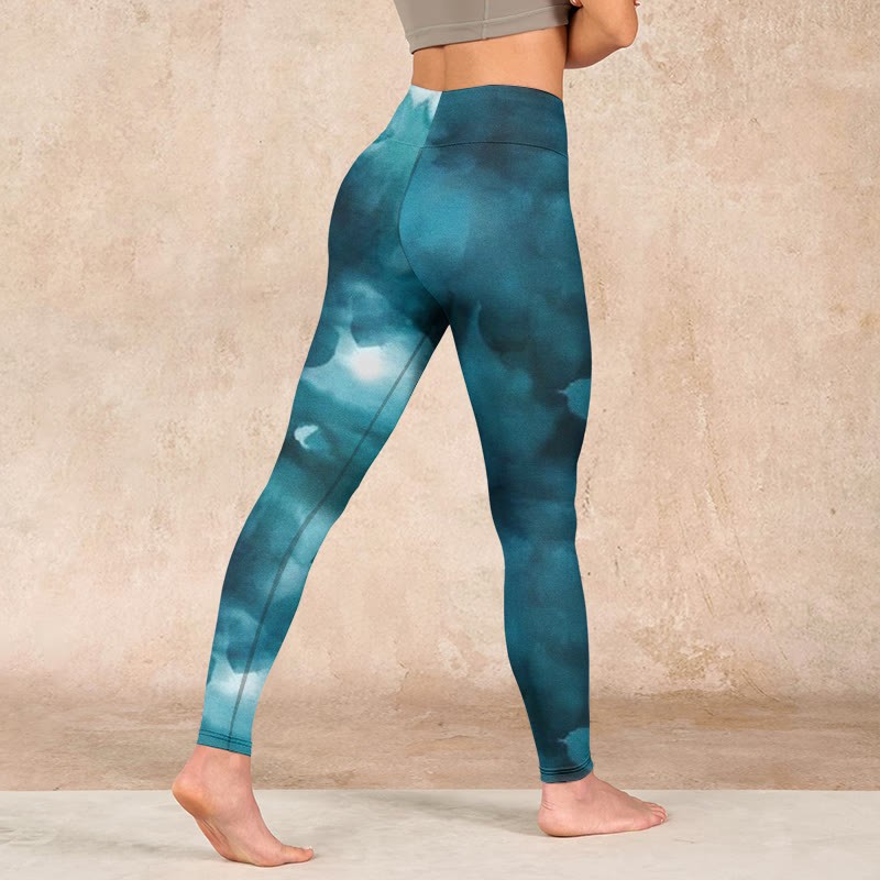 Dark Green Cloud Gym Leggings Women's Yoga Pants