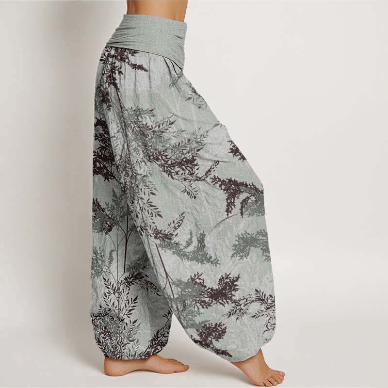 Leaves Branches Design Women's Elastic Waist Harem Pants