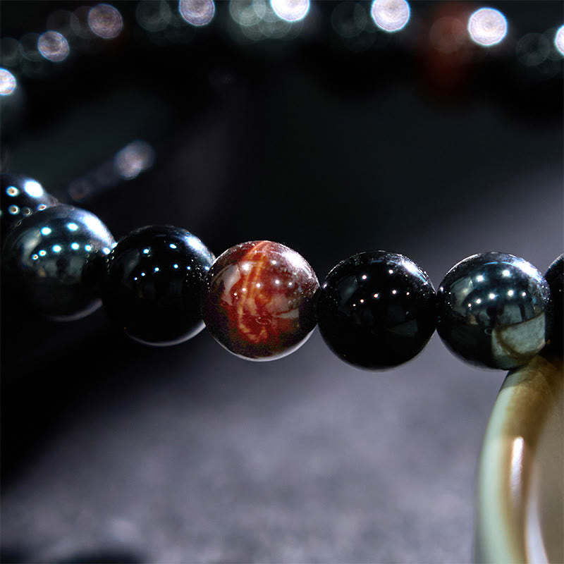 Natural Tiger's Eye Obsidian Hematite Positive Powerful Bracelet