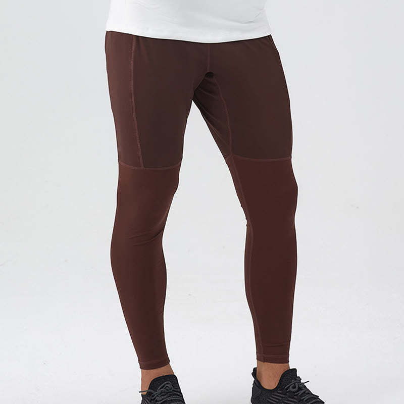 High Waist Quick Dry Breathable Fitness Men's Leggings Pants With Zipper Pocket