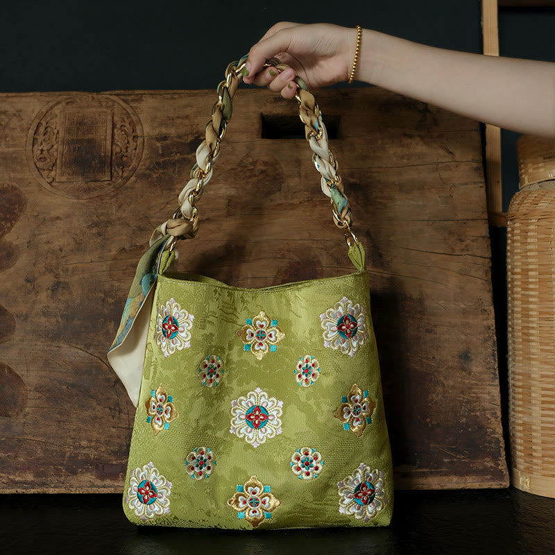 Satin Su Embroidery Journey Shopping Shoulder Bag Handbag Crossbody Bag