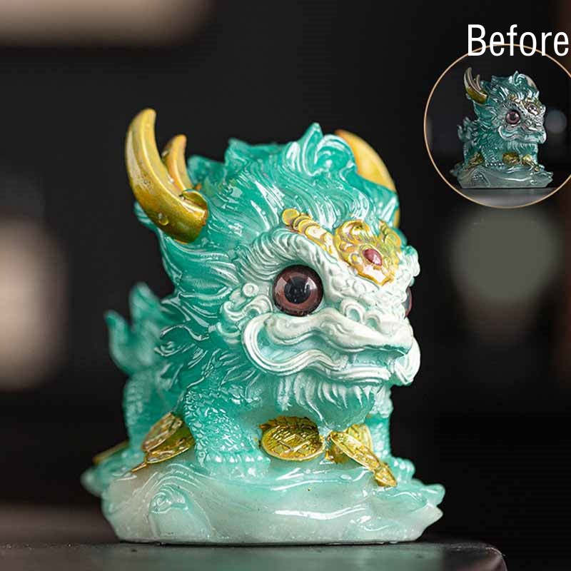 Color Changing Small Kirin Resin Tea Pet Home Figurine Decoration