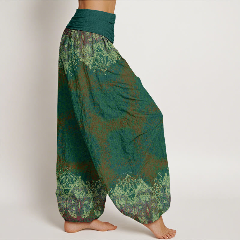 Casual Lycoris Radiata Mandala Pattern Women's Elastic Waist Harem Pants