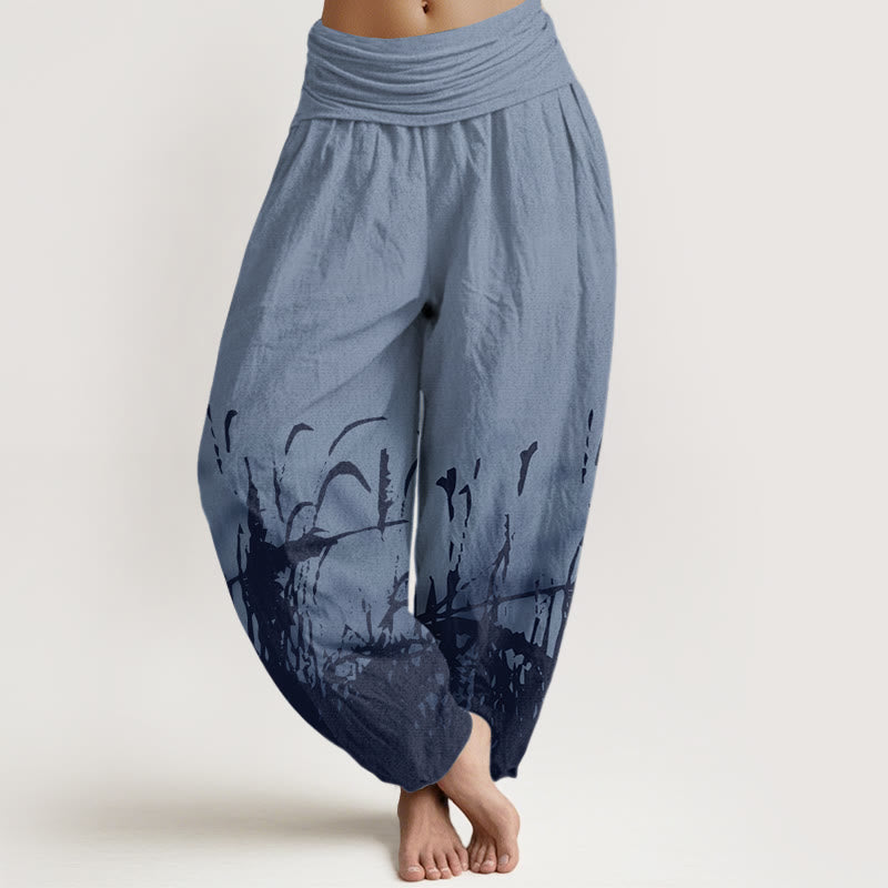Wild Grass Pattern Women's Elastic Waist Harem Pants