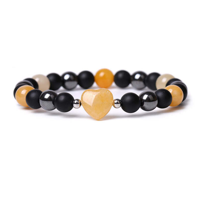 Black Onyx Tiger Eye Stone Crystal Love Heart Protection Bracelet