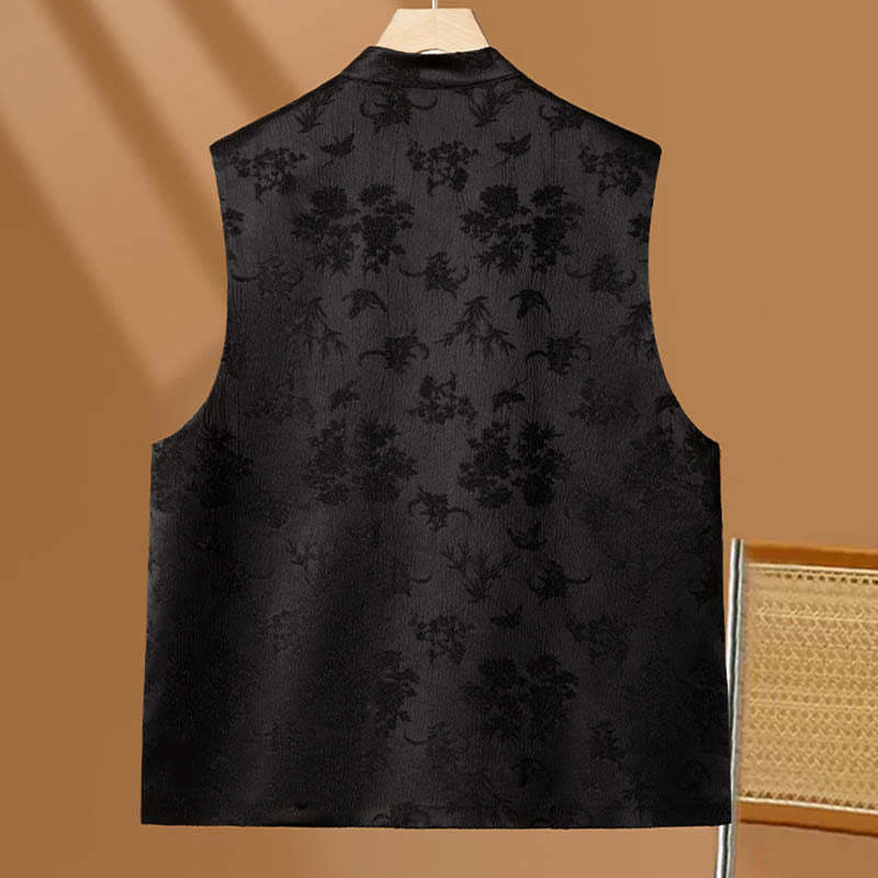 Vintage Embroidery Flower Cloud Pattern Vest