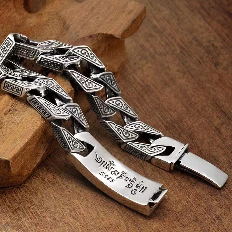 Tibetan Om Mani Padme Hum Dorje Vajra Swastika Carved Purity Bracelet