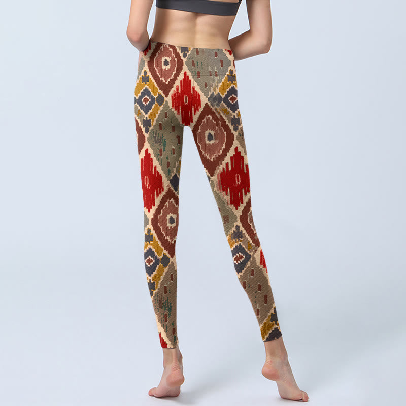 Plaid Printed Gym Leggings Women's Yoga Pants