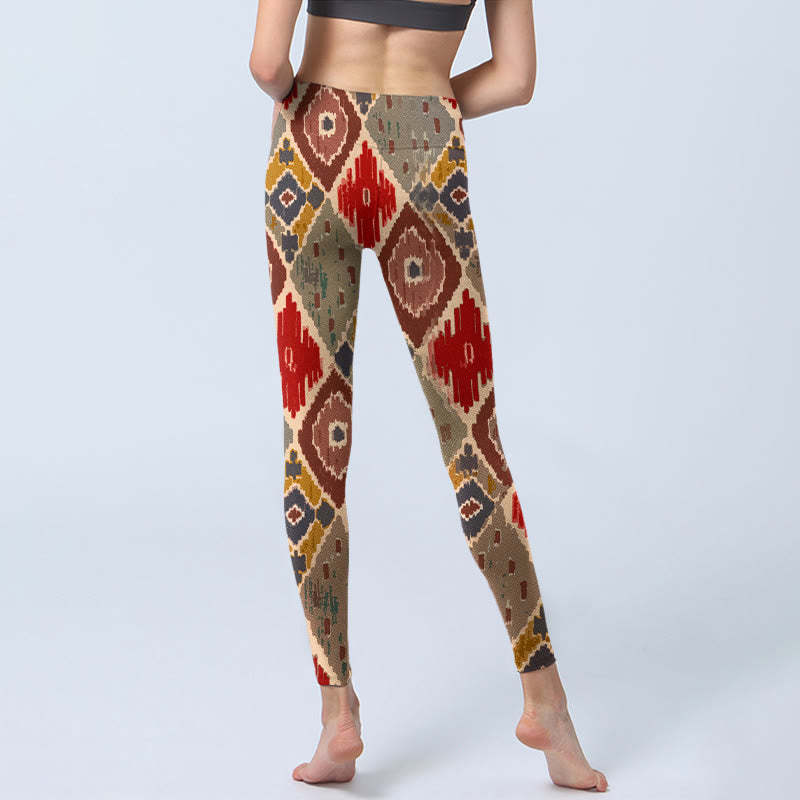 Plaid Printed Gym Leggings Women's Yoga Pants