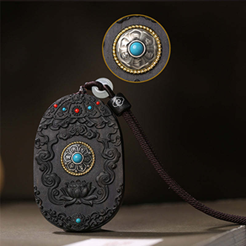 Chinese Zodiac Natal mystic zen Agarwood Om Mani Padme Hum Lotus Peace Necklace Pendant