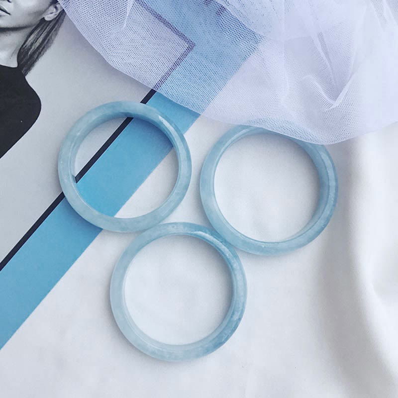 Natural Aquamarine Blessing Bangle Bracelet (Extra 30% Off | USE CODE: FS30)