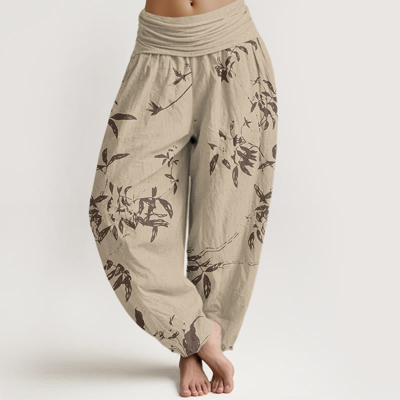 Branch Pattern Women's Elastic Waist Harem Pants
