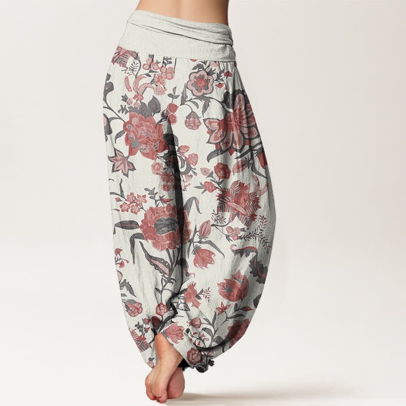 Sunflower Pattern Women's Elastic Waist Harem Pants