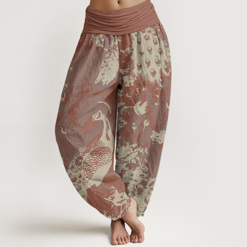 Casual Peacock Grassland Women's Elastic Waist Harem Pants