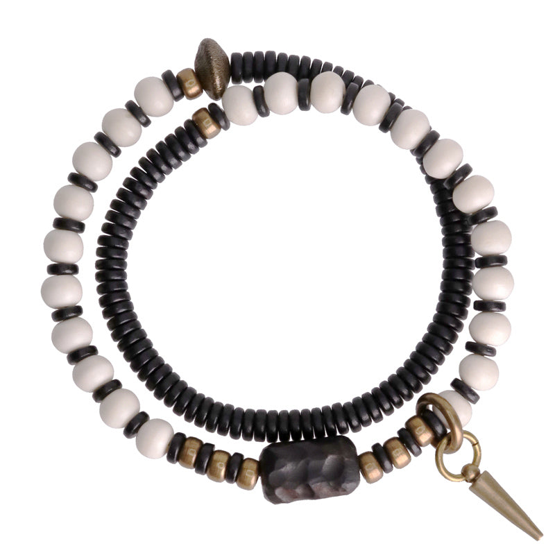 Yak Bone Ebony Wood Copper Strength Couple Bracelet