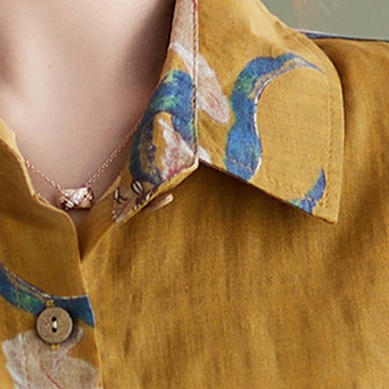 Literary Artistic Flower Print Cotton Linen Clothing