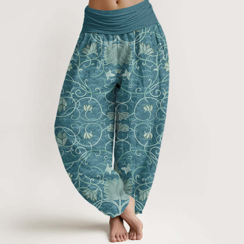 Lotus Pattern Women's Elastic Waist Harem Pants