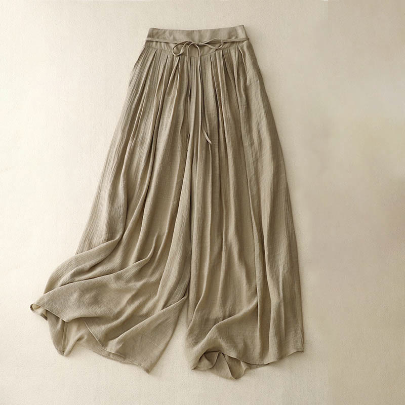 Casual Solid Color Lace-up Women's Wide Leg Pants