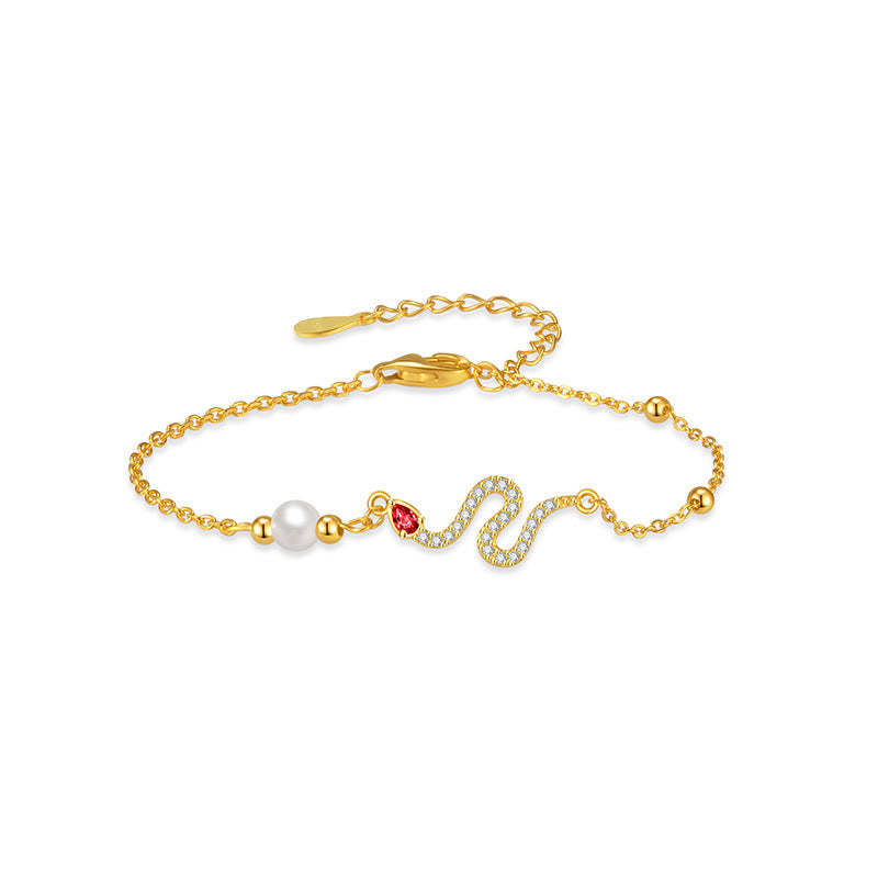 925 Sterling Silver Pearl Year Of The Snake Blessing Bracelet