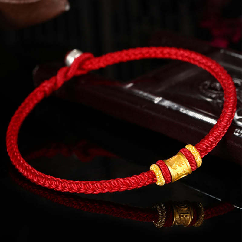 Tibet 999 Gold Om Mani Padme Hum Engraved Protection?Lucky Bead Bracelet