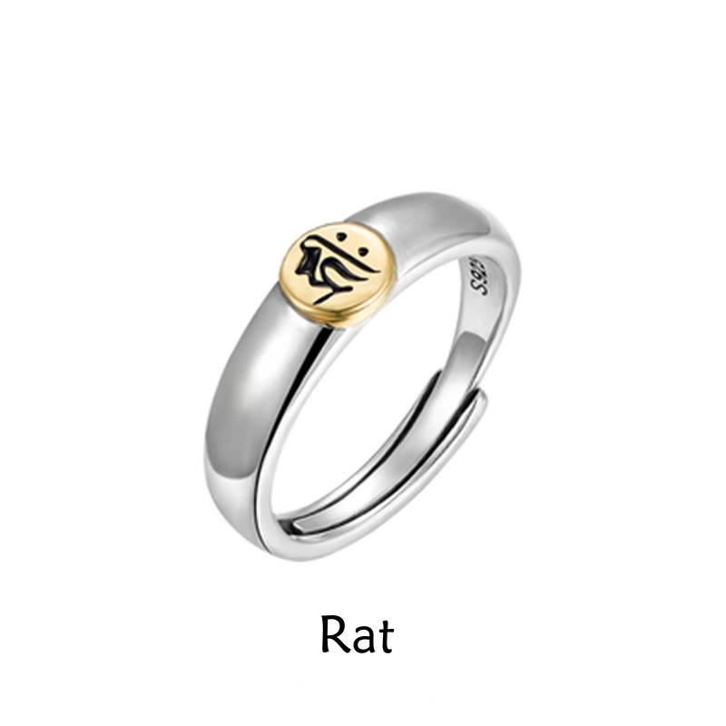 Tibetan Om Mani Padme Hum Carved Chinese Zodiac Natal mystic zen Peace Ring