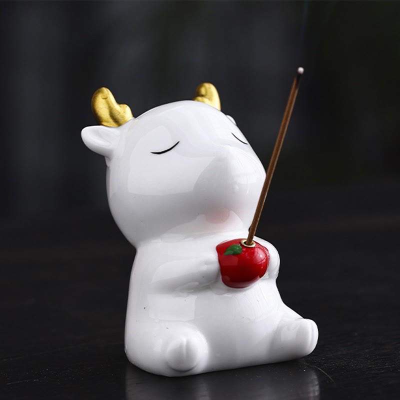 Cute Deer Holder Healing Ceramic Incense Burner Desk Decoration