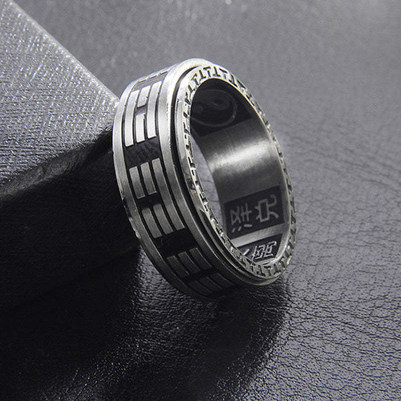 Bagua Yin Yang Titanium Steel Balance Rotatable Ring