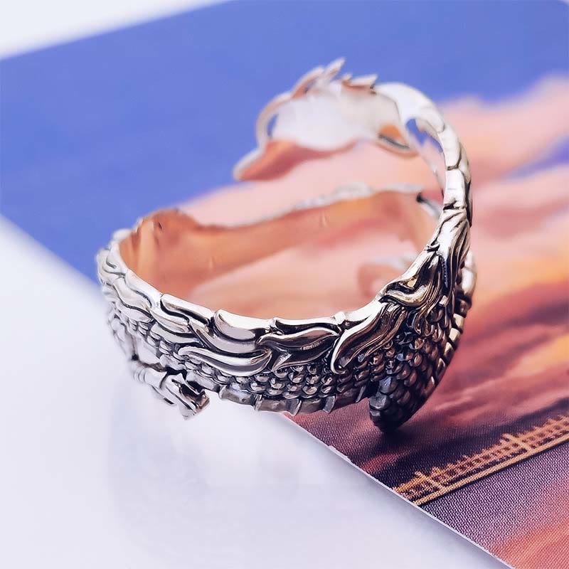 Vintage Dragon Pattern Protection Ring